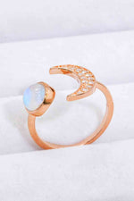 Natural Moonstone and Zircon Sun & Moon Open Ring - Ladyez
