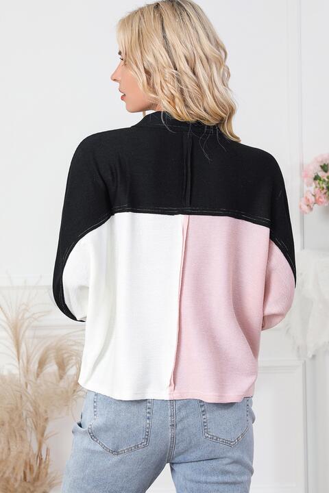 Multicolor Button-Down Long Sleeve Blouse - Ladyez
