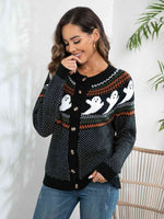 Ghost Button Up Long Sleeve Cardigan - Ladyez