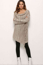 One-Button Tassel Tie Asymmetrical Hem Cardigan - Ladyez