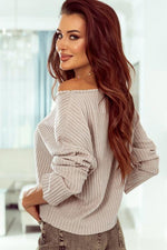 Ribbed Round Neck Drop Shoulder Long Sleeve Top - Ladyez