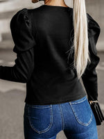Round Neck Long Sleeve Blouse - Ladyez