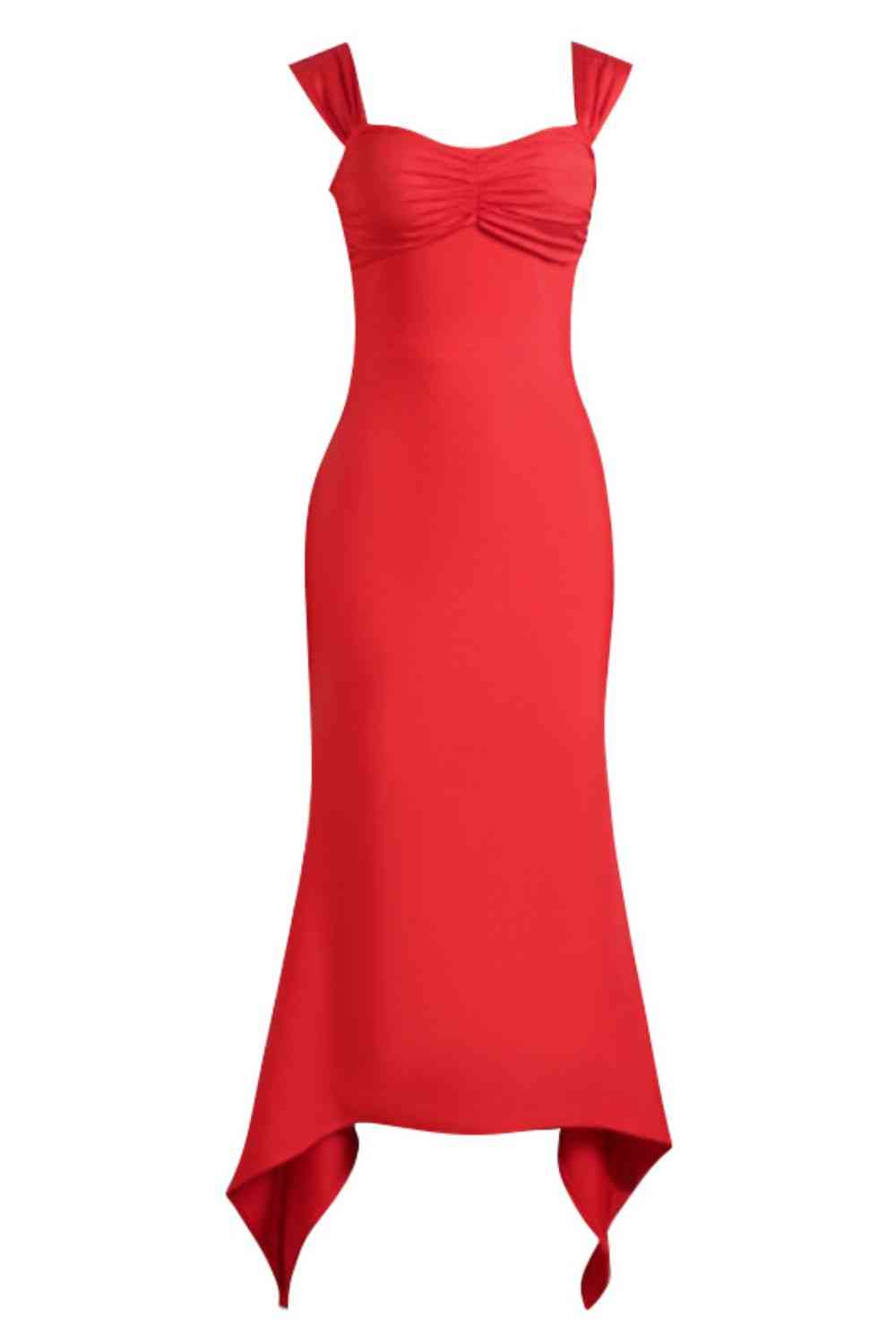 Ruched Sweetheart Neck Hem Detail Dress - Ladyez
