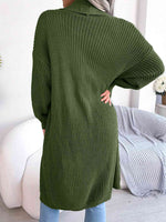Open Front Dropped Shoulder Longline Cardigan - Ladyez