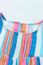 Multicolored Stripe Flutter Sleeve Blouse - Ladyez