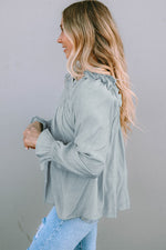 Frill Trim Flounce Sleeve Blouse - Ladyez