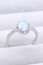 925 Sterling Silver Natural Moonstone Halo Ring - Ladyez