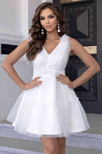 V-Neck Shoulder Detail Mesh Dress - Ladyez