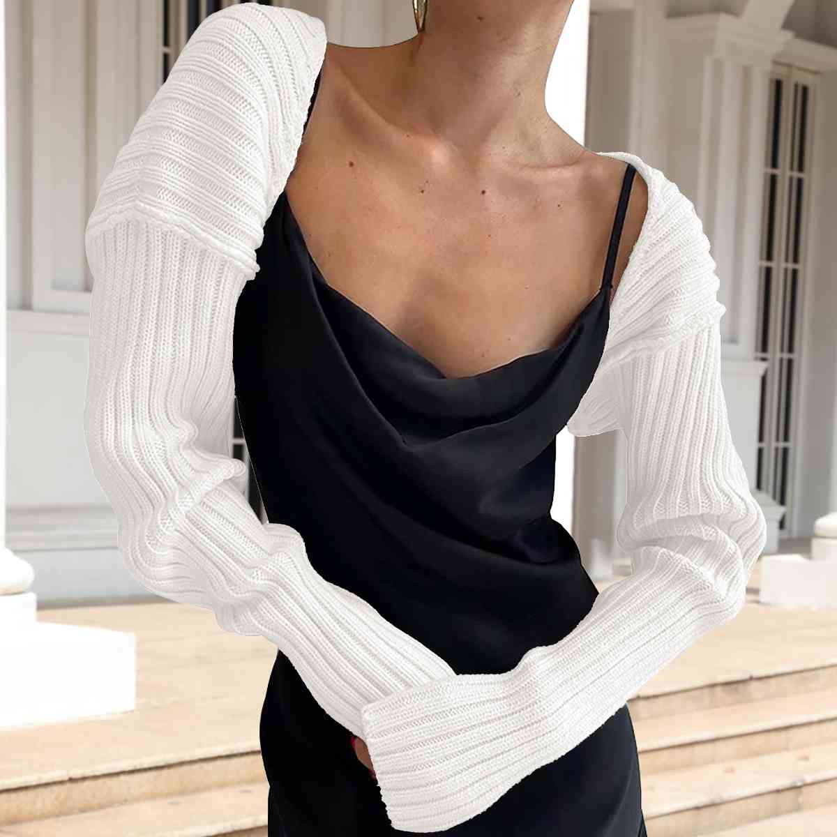 Long Sleeve Knit Bolero - Ladyez