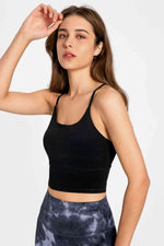 Crisscross Back Scoop Neck Sports Cami - Ladyez