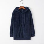 Quarter-Zip Drawstring Teddy Hoodie - Ladyez