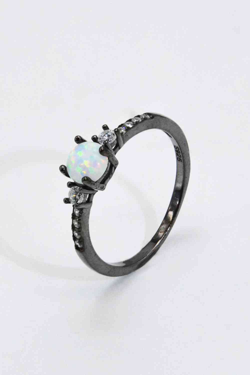 925 Sterling Silver Round Opal Ring - Ladyez