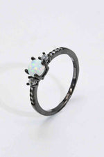 925 Sterling Silver Round Opal Ring - Ladyez
