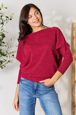 BOMBOM Drop Shoulder Long Sleeve Blouse - Ladyez