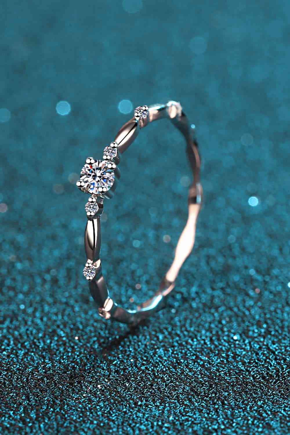 Moissanite 925 Sterling Silver Rhodium-Plated Ring - Ladyez