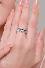 925 Sterling Silver Triple Row Zircon Ring - Ladyez