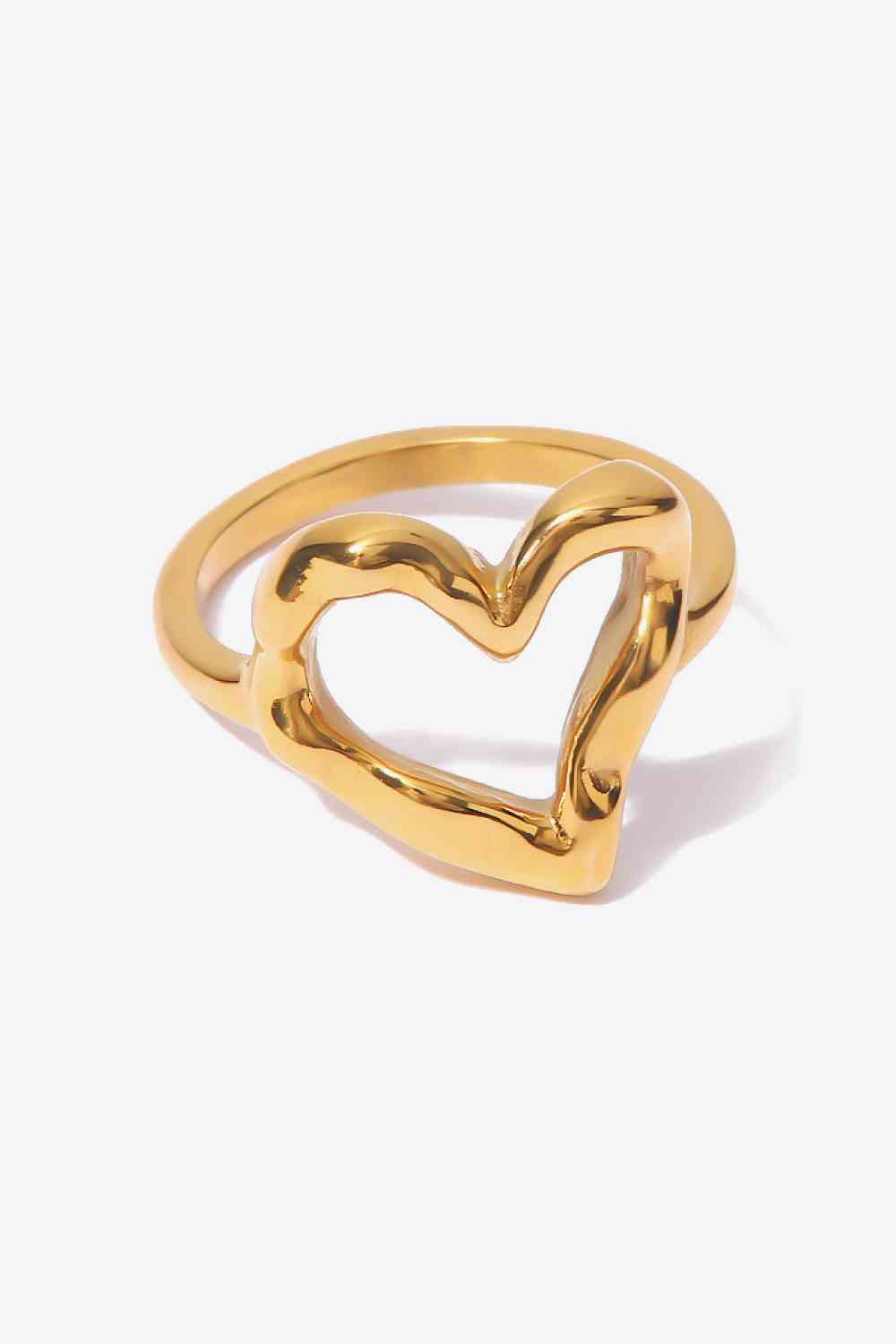 18K Gold Plated Heart-Shaped Ring - Ladyez