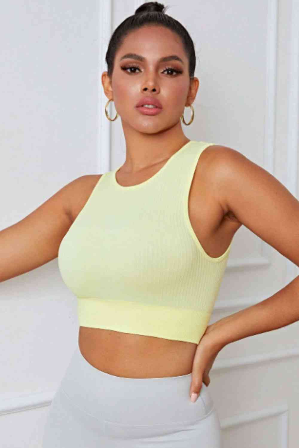 Round Neck Long Active Bra - Ladyez