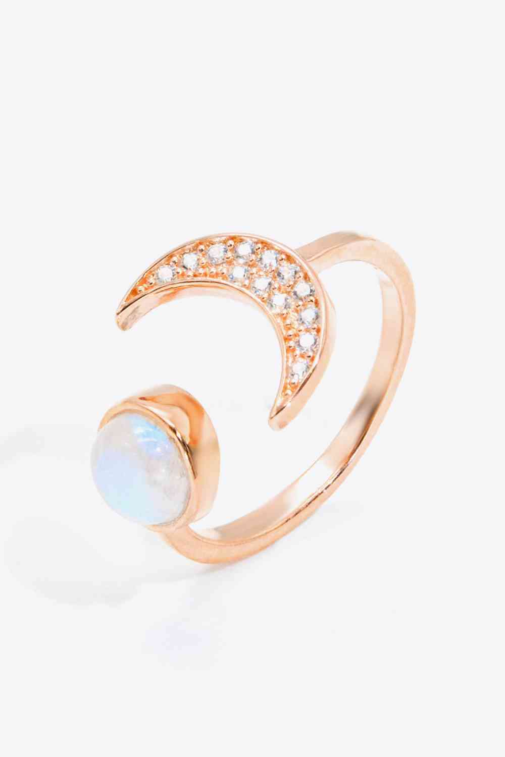 Natural Moonstone and Zircon Sun & Moon Open Ring - Ladyez