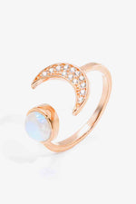 Natural Moonstone and Zircon Sun & Moon Open Ring - Ladyez