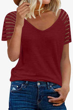 V-Neck Raglan Sleeve Tee - Ladyez