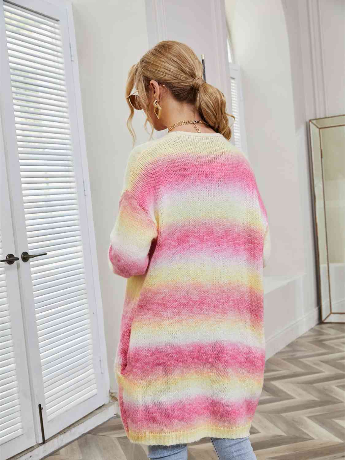 Full Size Gradient Open Front Cardigan - Ladyez