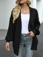 Drop Shoulder Balloon Sleeve Cardigan - Ladyez