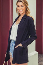 Kori America Open Front Long Sleeve Blazer - Ladyez