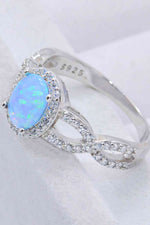 925 Sterling Silver Opal Halo Ring - Ladyez