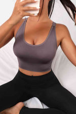 Scoop Neck Long Active Bra - Ladyez