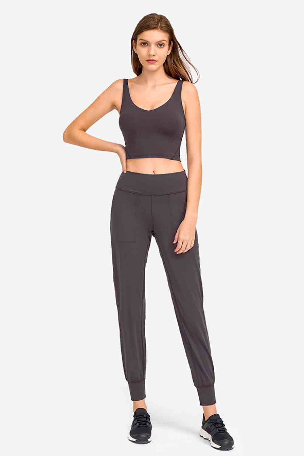 Deep V-Neck Crop Sports Bra - Ladyez