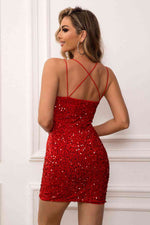 Sequin Double-Strap Bodycon Dress - Ladyez