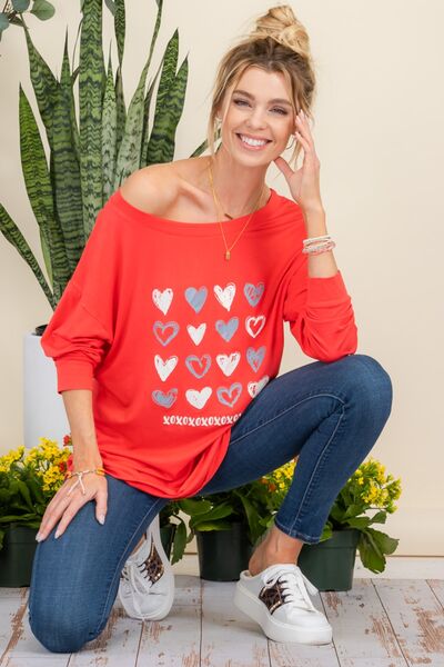 Celeste Full Size Heart Graphic Long Sleeve T-Shirt - Ladyez
