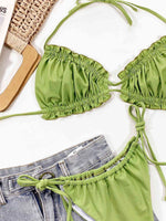 Frill Trill Halter Neck Bikini Set - Ladyez