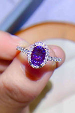925 Sterling Silver 1 Carat Purple Moissanite Ring - Ladyez