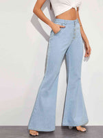 Button Fly Wide Leg Jeans - Ladyez