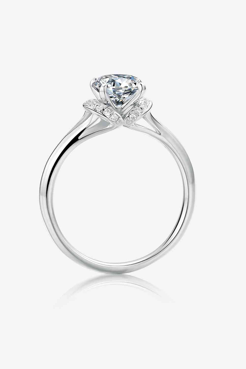 1 Carat Moissanite 925 Sterling Silver Split Shank Ring - Ladyez