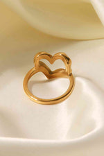 18K Gold Plated Heart-Shaped Ring - Ladyez