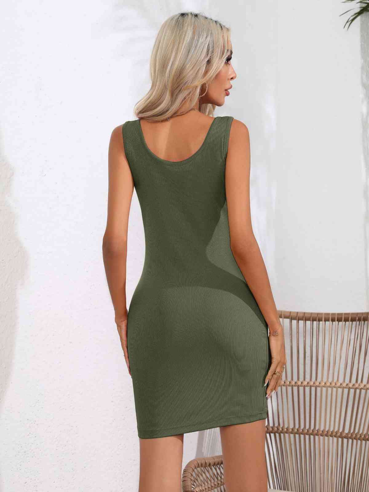 Scoop Neck Sleeveless Bodycon Dress - Ladyez