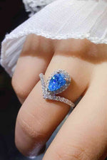 1 Carat Pear Shape Moissanite Heart Ring - Ladyez