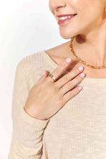 Adored Pearl Stainless Steel Open Ring - Ladyez