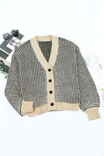 Woven Right Waffle-Knit Drop Shoulder Button-Down Cardigan - Ladyez