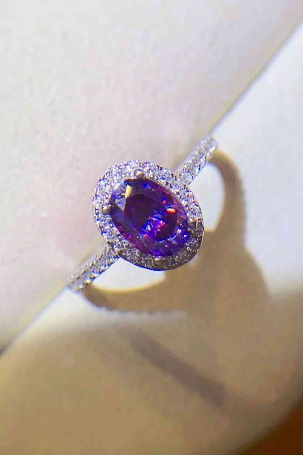 925 Sterling Silver 1 Carat Purple Moissanite Ring - Ladyez