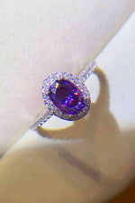 925 Sterling Silver 1 Carat Purple Moissanite Ring - Ladyez