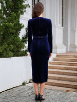 Ruched Slit Surplice Wrap Dress - Ladyez