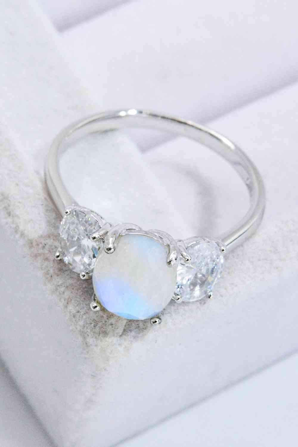 Natural Moonstone and Zircon Ring - Ladyez