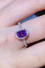 925 Sterling Silver 1 Carat Purple Moissanite Ring - Ladyez