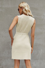 Tied Round Neck Sleeveless Sweater Dress - Ladyez