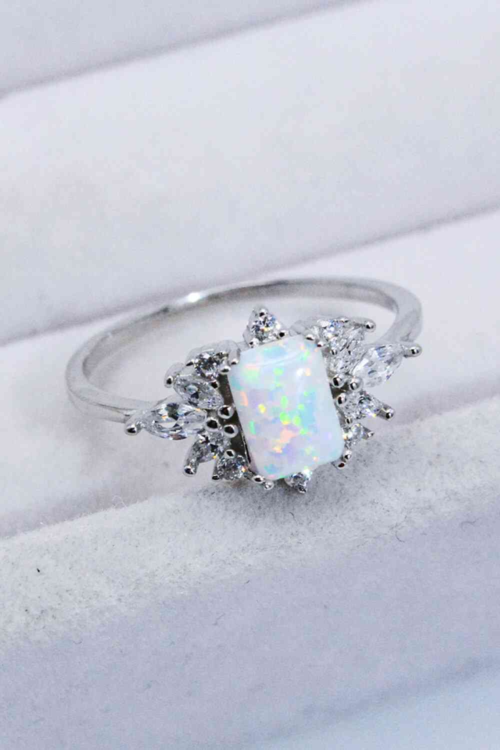 925 Sterling Silver Zircon and Opal Ring - Ladyez