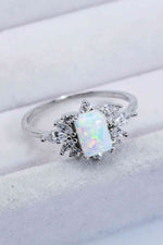 925 Sterling Silver Zircon and Opal Ring - Ladyez
